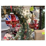 2PC BLOWN GLASS HARRODS CHRISTMAS ORNAMENTS