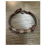 STERLING SILVER & LEATHER BRACELET