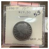 1896 BARBER SILVER QUARTER