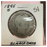 1895-S BARBER SILVER HALF DOLLAR