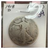 1918-D WALKING LIBERTY SILVER HALF DOLLAR