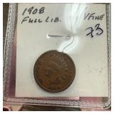 1908 INDIAN HEAD PENNY CENT FULL LIBERTY