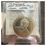 FDR ROOSEVELT 24K GOLD PLATE COMM MEDAL