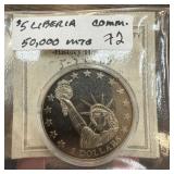 $5 LIBERIA COMM PROOF COIN LIBERIA 2000 5 DOLLARS