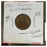 1901 INDIAN HEAD PENNY CENT HIGHER GRADE