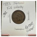 1893 INDIAN HEAD PENNY CENT BETTER GRADE