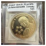 24K GOLD PLATED EISENHOWER COMM PROOF COIN