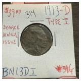 1913-D BUFFALO NICKEL TYPE I