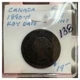 1890-H CANADA KEY DATE LARGE CENT
