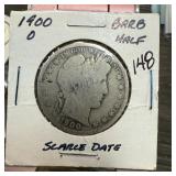 1900-O BARBER SILVER HALF DOLLAR SCARCE DATE
