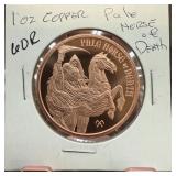 1 OZ .999 COPPER BULLION ROUND PALE HORSE OF DEATH