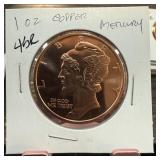1 OZ .999 COPPER BULLION ROUND MERCURY