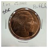1 OZ .999 COPPER BULLION ROUND BUFFALO