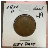 1922-D WHEAT PENNY CENT KEY DATE