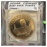 GROVER CLEVELAND 24K GOLD PLATED COMMEM COIN