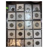 SHEET OF MIXED DATE BUFFALO NICKELS