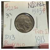 1913 BUFFALO NICKEL TYPE I