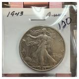 1943 WALKING LIBERTY SILVER HALF DOLLAR