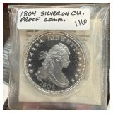 1804 SILVER PLATED PROOF COMM REPLICA BUST COIN