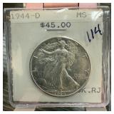 1944-D WALKING LIBERTY SILVER HALF DOLLAR HIGH GD