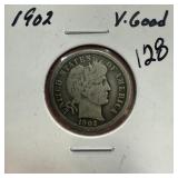 1902 BARBER SILVER DIME