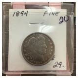 1894 BARBER SILVER QUARTER