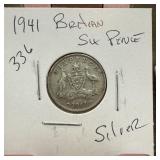1941 BRITAIN SIX PENCE SILVER