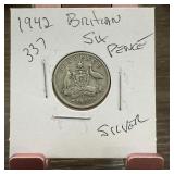 1942 BRITAIN SIX PENCE SILVER