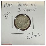 1940 AUSTRALIA 3 PENCE SILVER