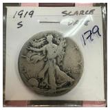 1919-S WALKING LIBERTY SILVER HALF DOLLAR