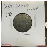 1869 SHIELD NICKEL