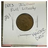 1883 INDIAN HEAD PENNY CENT HARDER DATE