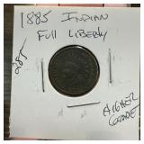 1885 INDIAN HEAD PENNY CENT HIGHER GRADE FULL LIB