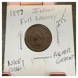 1897 INDIAN HEAD PENNY CENT HIGHER GRADE NICE