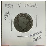 1884 LIBERTY V NICKEL HARDER DATE