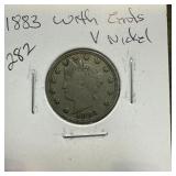 1883 LIBERTY V NICKEL W CENTS