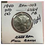 1940-D/D MERCURY SILVER DIME RPM-003 FULL BANDS