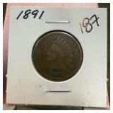 1891 INDIAN HEAD PENNY CENT
