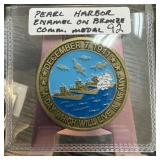 PEARL HARBOR ENAMEL ON BRONZE COMM MEDAL
