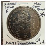 1900 GEM PROOF SIERRA LEONE CHINA DRAGON