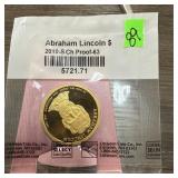 2010-S CHOICE PROOF 63 LINCOLN DOLLAR COIN