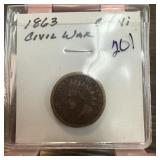 1863 INDIAN HEAD PENNY CENT
