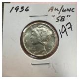 1936 MERCURY SILVER DIME BETTER
