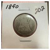 1890 SEATED LIBERTY SILVER DIME