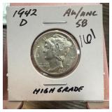1942-D MERCURY SILVER DIME BETTER