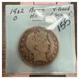 1902-O BARBER SILVER HALF DOLLAR
