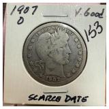 1907-O BARBER SILVER QUARTER