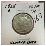 1925-S MERCURY SILVER DIME SCARCE DATE