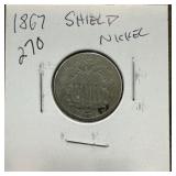 1867 SHIELD NICKEL