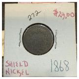 1868 SHIELD NICKEL